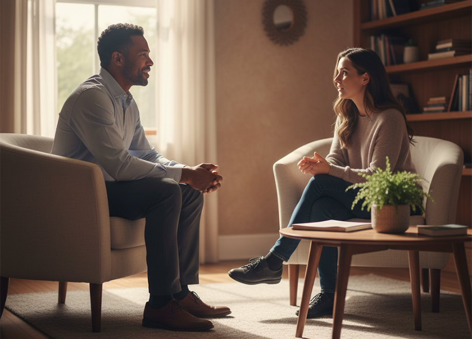 Therapist and client.